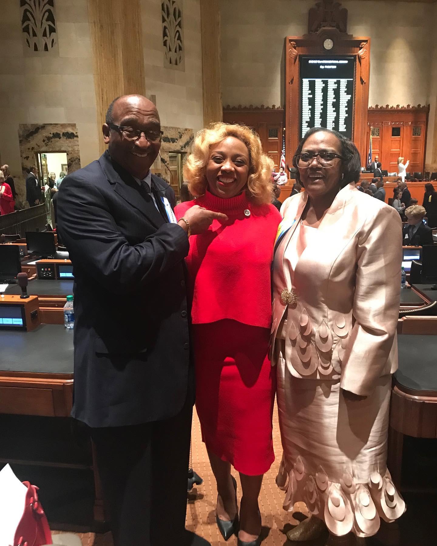 Candace N. Newell with her parents, Bernard "Bunny" Newell and Wanda Frederick Newell, at the Louisiana State Capitol